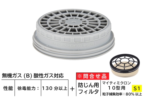 興研 吸収缶 KGC-10B-03型ｼﾘｰｽﾞ 酸性ｶﾞｽ用 1個 (ご注文単位1個)【直送品】