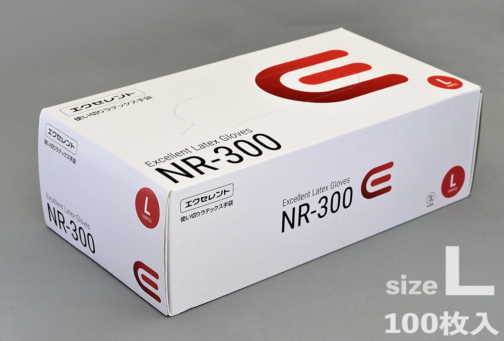 使い捨て手袋 エクセレントラテックス手袋 NR-300 パウダーフリー L 1箱 (ご注文単位1箱)【直送品】