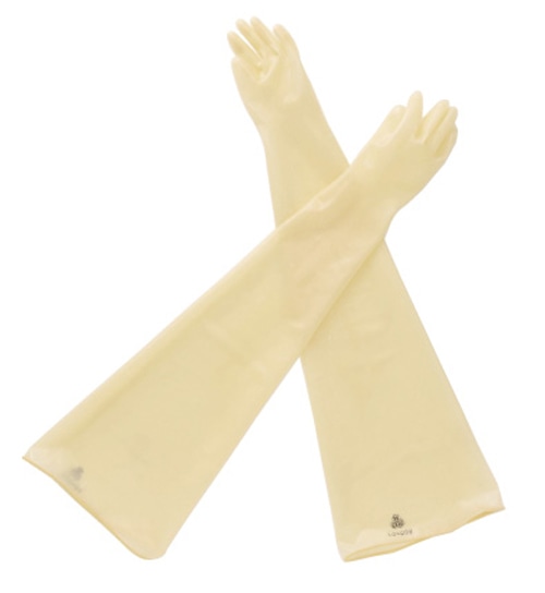 天然ゴム（白）ラテックス手袋 厚さ0.4mm×長さ650mm 1個 (ご注文単位1個)【直送品】