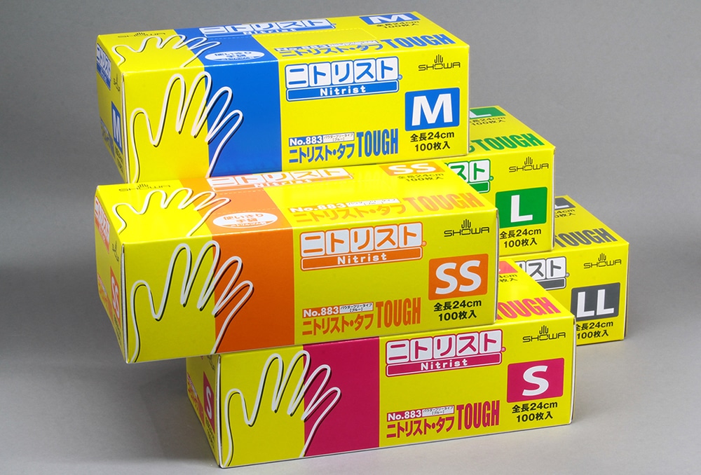 ショーワグローブ ニトリスト・タフ手袋 No883 LLサイズ (100枚入) パウダーフリー 1箱 (ご注文単位1箱)【直送品】