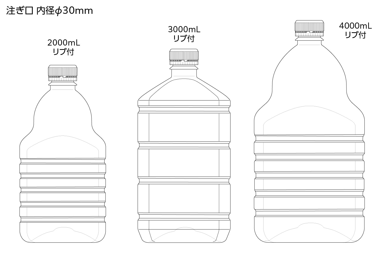 玉田製作所 ペットボトル 3000mL リブ付 1本 (ご注文単位1本)【直送品】