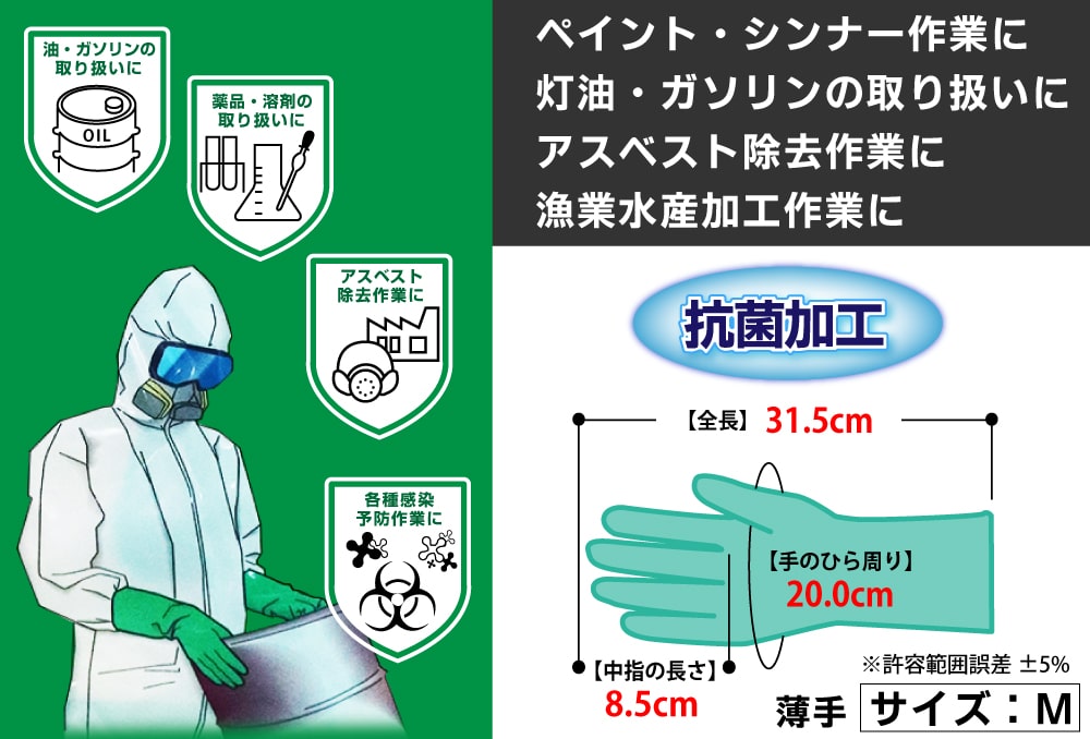 川西工業 ケミシールド(ニトリルゴム製手袋)#2451 M 中厚手 1個 (ご注文単位1個)【直送品】