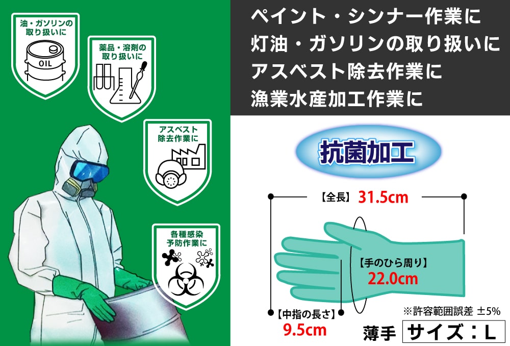 川西工業 ケミシールド(ニトリルゴム製手袋)#2451 L 中厚手 1個 (ご注文単位1個)【直送品】