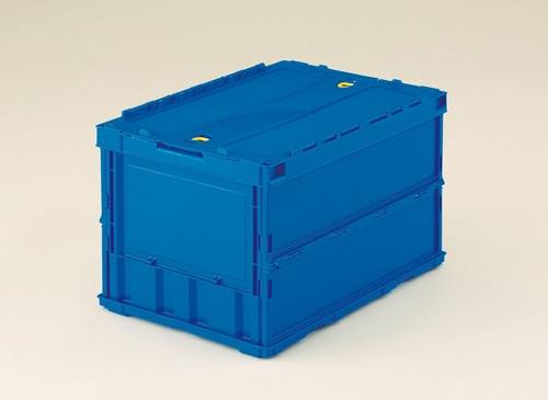 トラスコ中山 薄型折りたたみコンテナペタンコ スライドロックフタ付 ダークブルー 1個 (ご注文単位1個)【直送品】