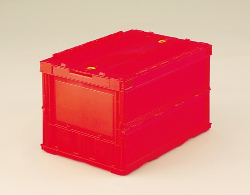 トラスコ中山 薄型折りたたみコンテナペタンコ スライドロックフタ付 レッド 1個 (ご注文単位1個)【直送品】