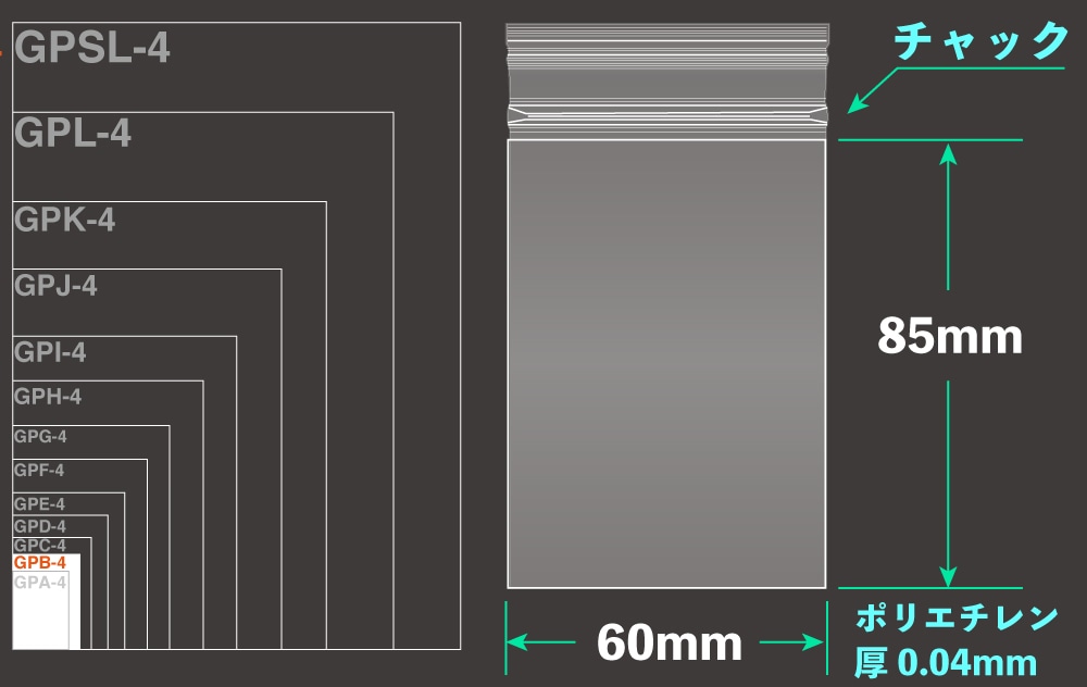ユニパックGP GPB-4 85×60mm×0.04mm厚 (100枚入) 1個 (ご注文単位1個)【直送品】
