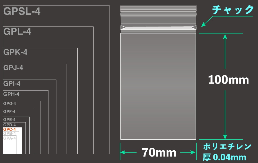 ユニパックGP GPC-4 100×70mm×0.04mm厚 (100枚入) 1個 (ご注文単位1個)【直送品】