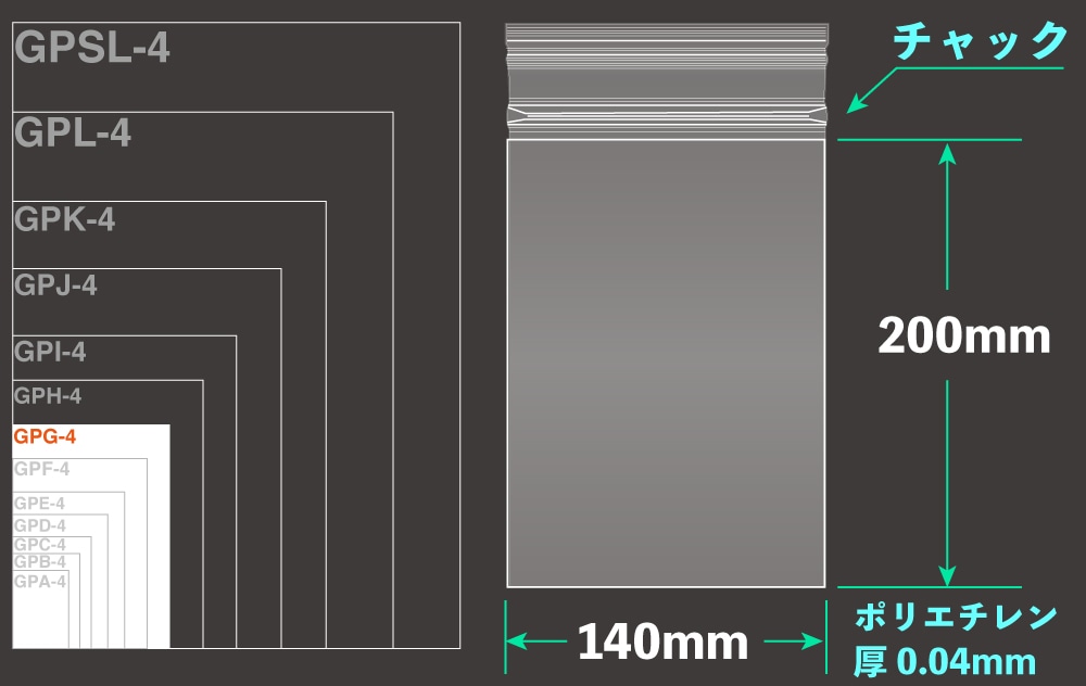 ユニパックGP GPG-4 200×140mm×0.04mm厚 (100枚入) 1個 (ご注文単位1個)【直送品】