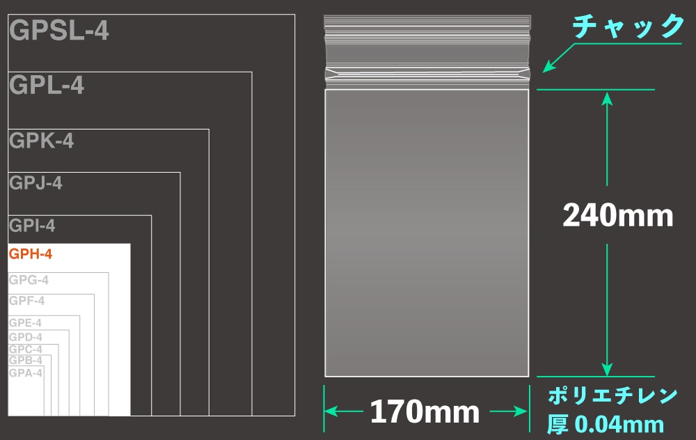 ユニパックGP GPH-4 240×170mm×0.04mm厚 (100枚入) 1個 (ご注文単位1個)【直送品】