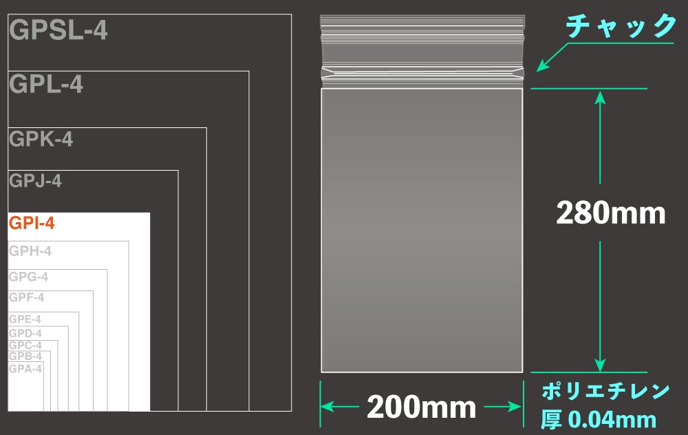 ユニパックGP GPI-4 280×200mm×0.04mm厚 (100枚入) 1個 (ご注文単位1個)【直送品】