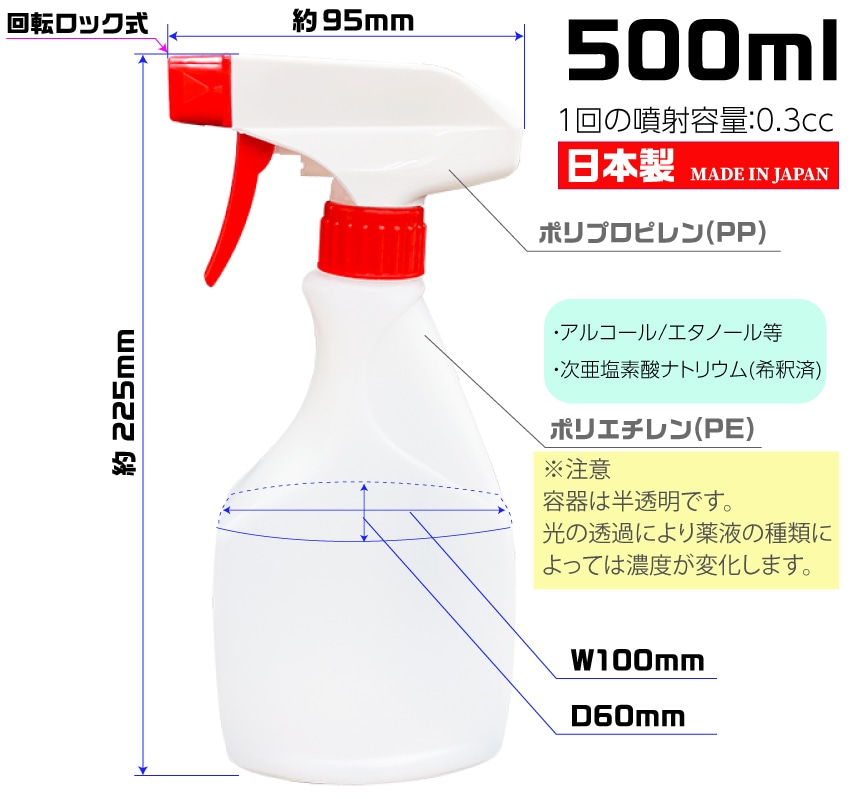 三宝化成 ガンスプレーボトル 500ml ナチュラル 1本 (ご注文単位1本)【直送品】