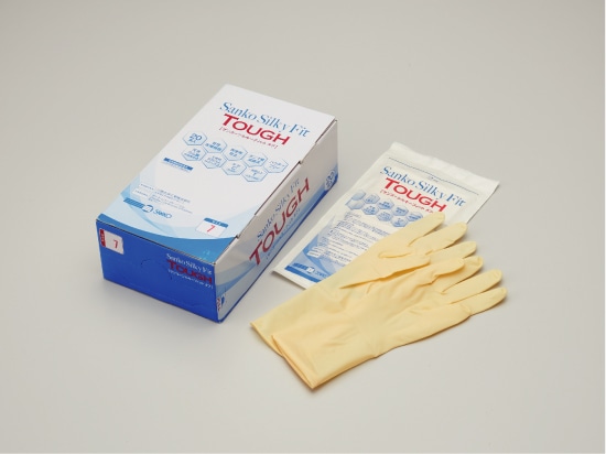 医療用手袋 サンコーシルキーフィットタフ　6.0 (20双入） 天然ゴム製 1箱 (ご注文単位1箱)【直送品】