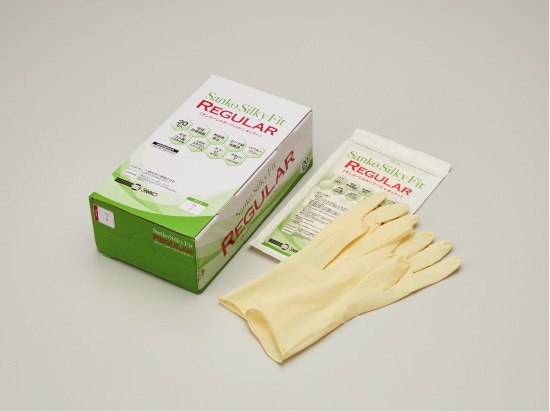 医療用手袋 サンコーシルキーフィットレギュラー　6.5 (20双入 天然ゴム製 1箱 (ご注文単位1箱)【直送品】