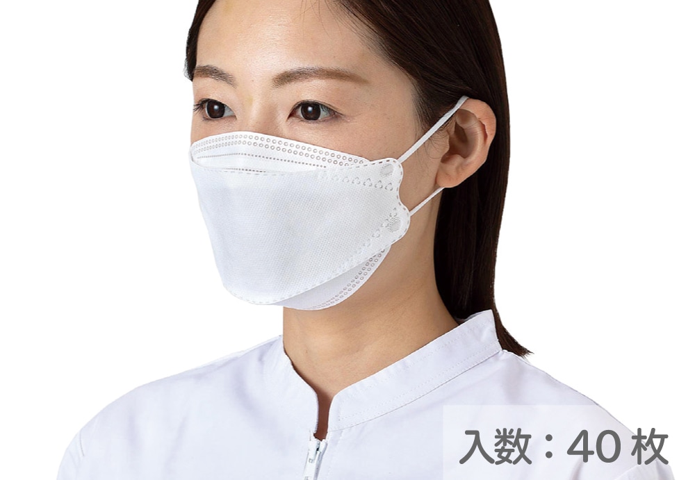 リーブル 立体型サージカルマスク No.2875-W ホワイト フリー(40枚入) 1箱 (ご注文単位1箱)【直送品】