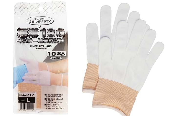 おたふく手袋 極薄18G インナーピタハンド L(10双入) A-217 1個 (ご注文単位1個)【直送品】