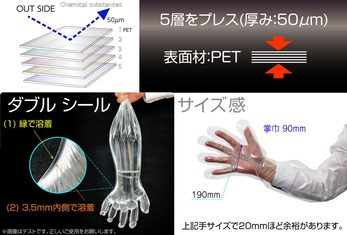 あしかメディ工業 ペバラブ化学防護手袋 ﾚｷﾞｭﾗｰ 390mm(50枚入)A10004【JIS T 8116準拠品】 1箱 (ご注文単位1箱)【直送品】