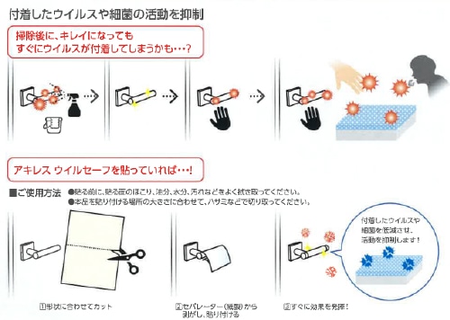 ウイルセーフ・感染予防 抗菌・抗ウイルスシート アキレスウイルセーフ A4サイズ (5枚入) 1セット (ご注文単位1セット)【直送品】