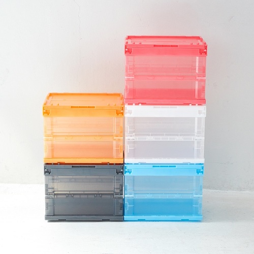 トラスコ中山 α折りたたみコンテナ スケルコン２０Ｌスライドロックフタ付　透明 TR-SC20-TM 1個 (ご注文単位1個)【直送品】