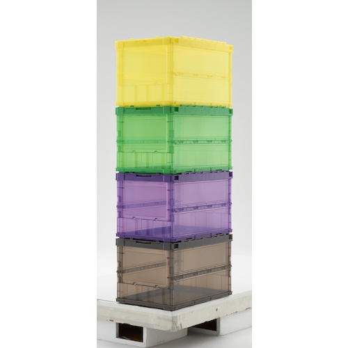 トラスコ中山 薄型折りたたみコンテナ スケルコン 50Lスライドロックフタ付 TSK-C50B-VI 1個 (ご注文単位1個)【直送品】