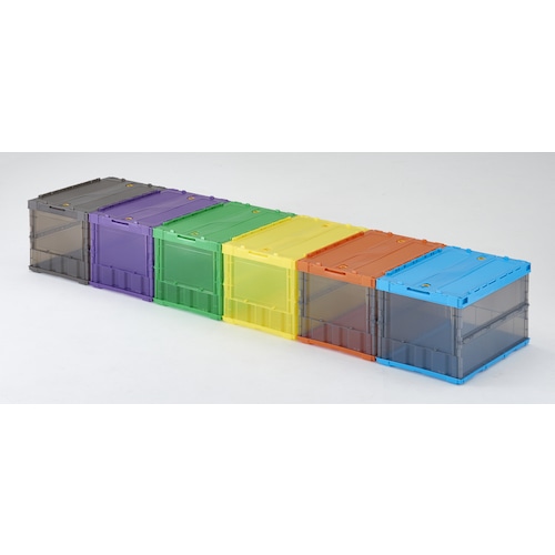 トラスコ中山 薄型折りたたみコンテナ スケルコン 50Lスライドロックフタ付 TSK-C50B-VI 1個 (ご注文単位1個)【直送品】