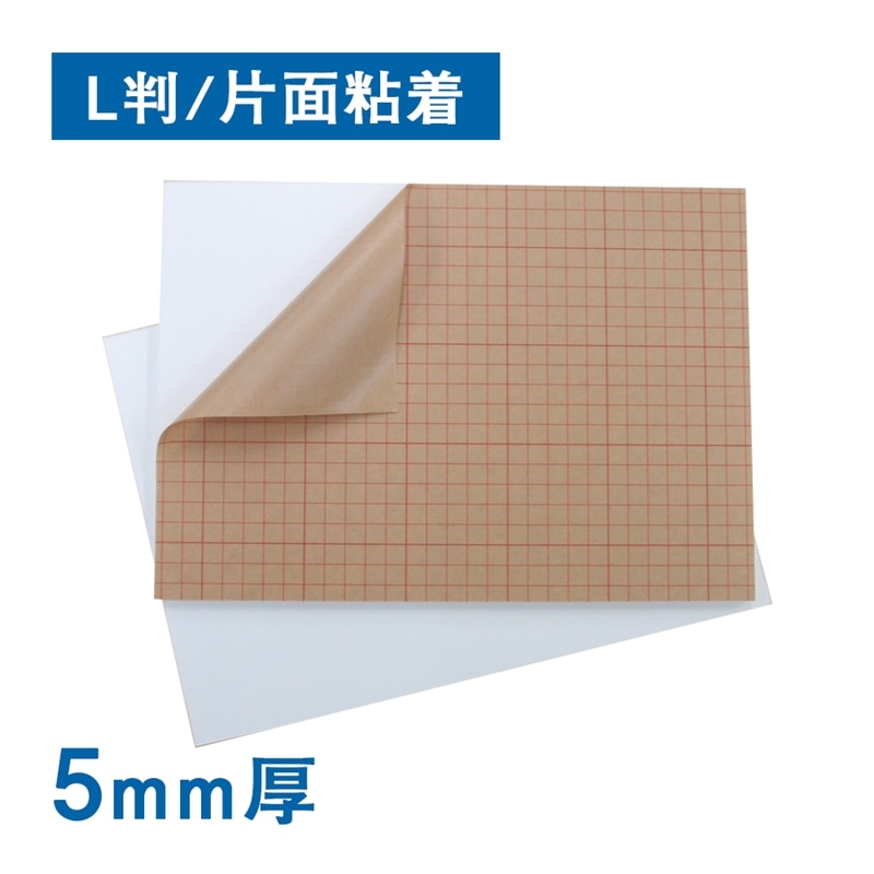スチレンボード ５ｍｍ厚 片面粘着 反り対策 Ｌ判　1箱（ご注文単位1箱）【直送品】
