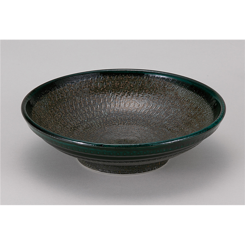 古林陶器 和陶オープン 飛びかんな深緑 7.0麺皿 841505641 1個（ご注文単位1個）【直送品】