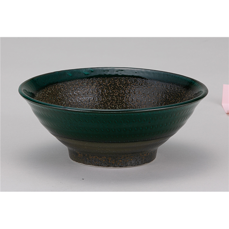 古林陶器 和陶オープン 飛びかんな深緑 6.5そば丼 1145401041 1個（ご注文単位1個）【直送品】