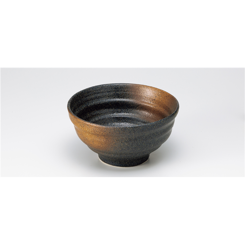 古林陶器 和陶オープン 黒備前吹き ろくろ目丼 844500541 1個（ご注文単位1個）【直送品】