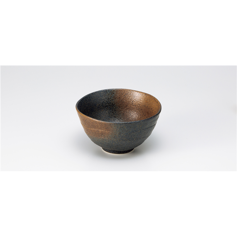 古林陶器 和陶オープン 黒備前吹き 変型お茶漬碗 1339902041 1個（ご注文単位1個）【直送品】