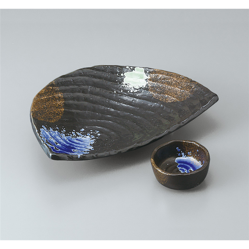 古林陶器 刺身特選 黒彩三色吹向付 502130135 1個（ご注文単位1個）【直送品】