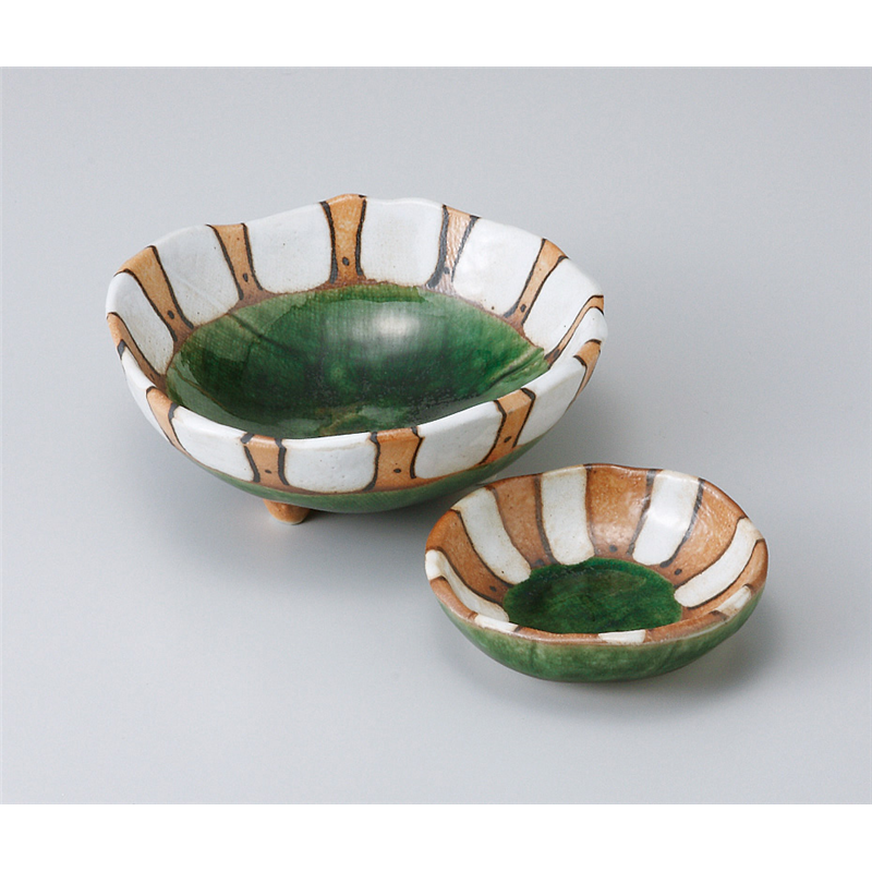 古林陶器 刺身 織部十草三ツ足向付 502430135 1個（ご注文単位1個）【直送品】