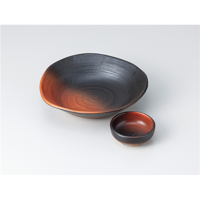 古林陶器 刺身 暖橙変型6.0寸向付 1300930578 1個（ご注文単位1個）【直送品】