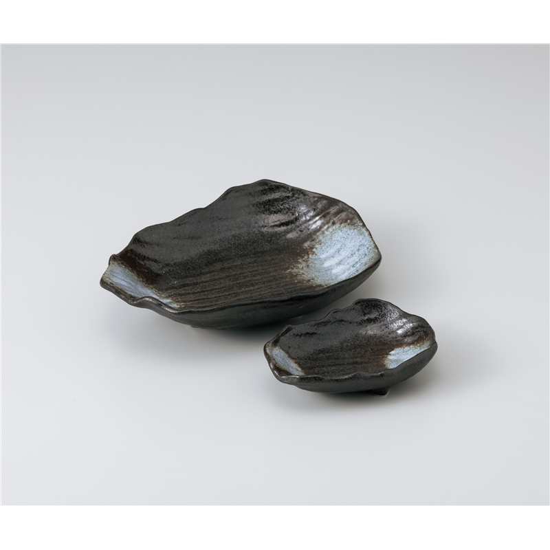 古林陶器 刺身 白吹黒水晶岩型刺身鉢 1001830374 1個（ご注文単位1個）【直送品】