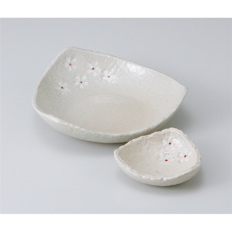 古林陶器 刺身 白押花三角型盛皿(L) 502610547 1個（ご注文単位1個）【直送品】