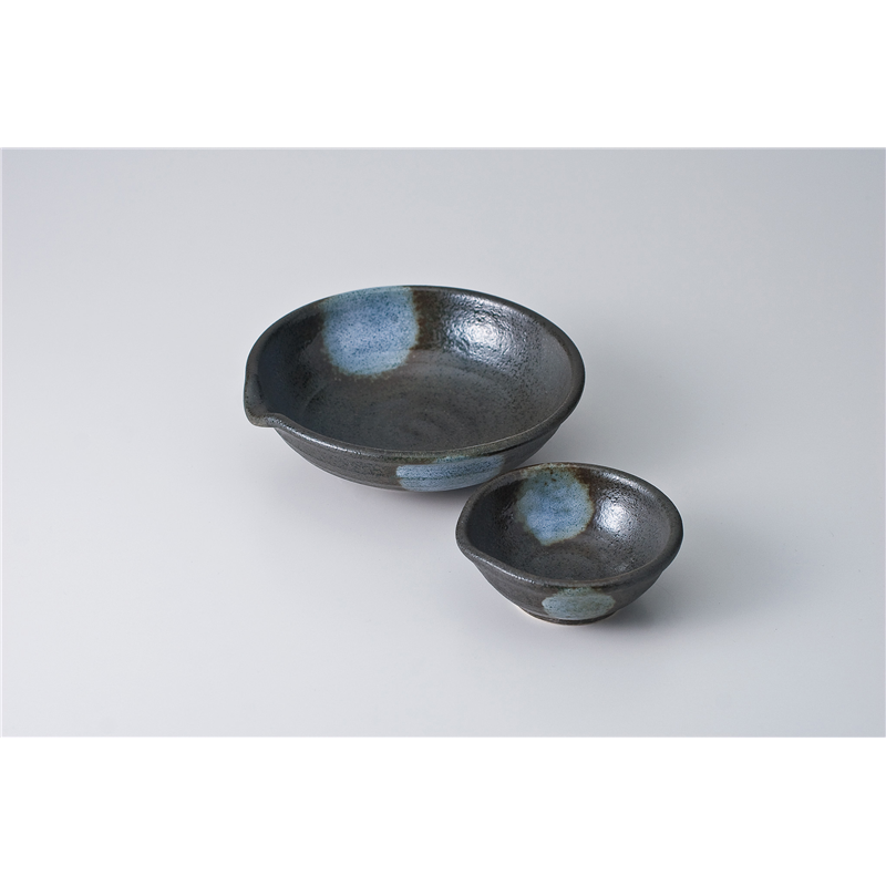 古林陶器 刺身 白吹黒水晶片口5.0鉢 601730370 1個（ご注文単位1個）【直送品】