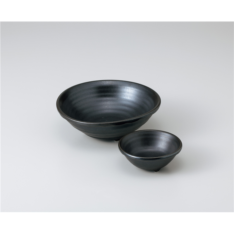 古林陶器 刺身 新黒結晶三ツ足向付 1002140740 1個（ご注文単位1個）【直送品】