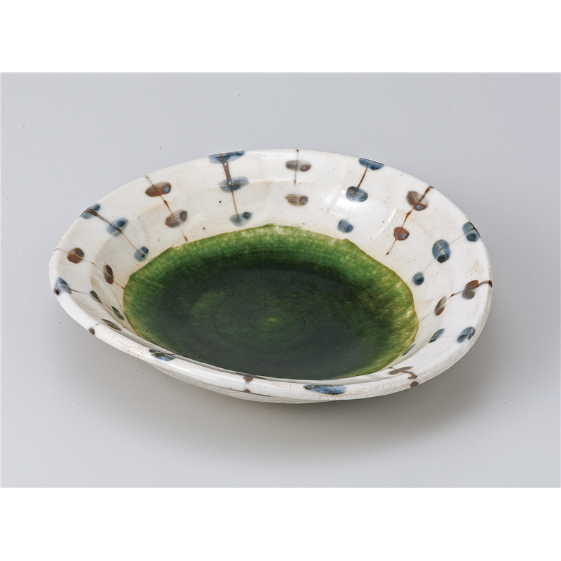 古林陶器 向付 手描きすだれ織部おでん皿 801530125 1個（ご注文単位1個）【直送品】