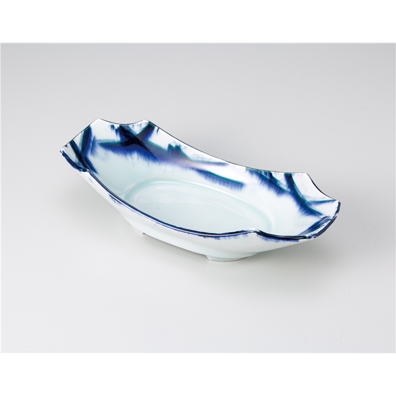 古林陶器 向付 青白磁手描き刷毛舟形向付 1202030225 1個（ご注文単位1個）【直送品】