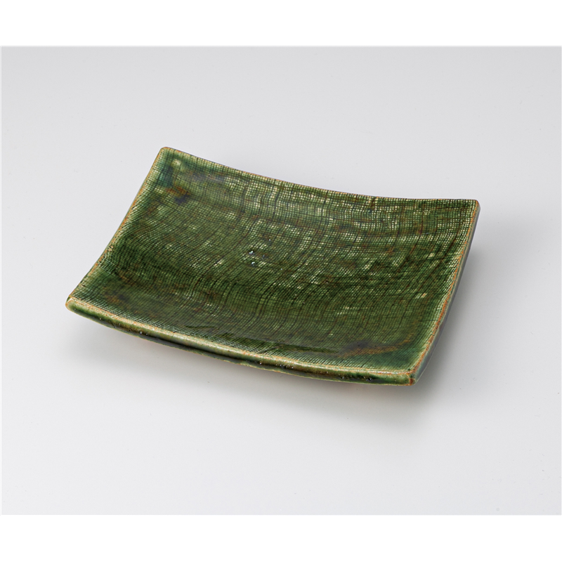 古林陶器 向付 手造り 織部カヤメ四つ足長角皿 1201910305 1個（ご注文単位1個）【直送品】