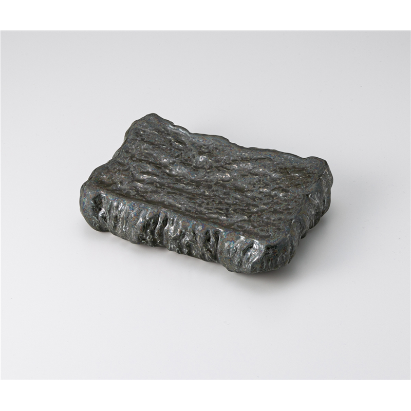 古林陶器 向付 岩石(黒)角プレート 1202420351 1個（ご注文単位1個）【直送品】