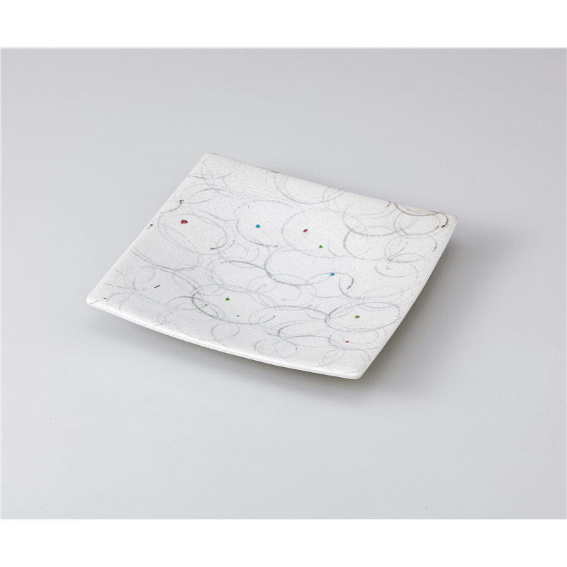 古林陶器 向付 ラスターリング模様正角皿 1002720205 1個（ご注文単位1個）【直送品】