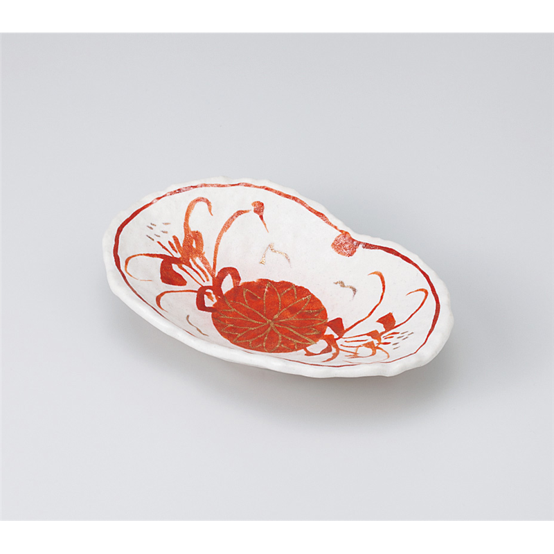 古林陶器 向付 志野釉赤花双葉小鉢 905630105 1個（ご注文単位1個）【直送品】