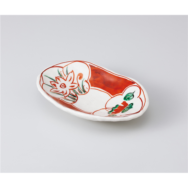古林陶器 向付 赤絵楕円向付 1002910130 1個（ご注文単位1個）【直送品】