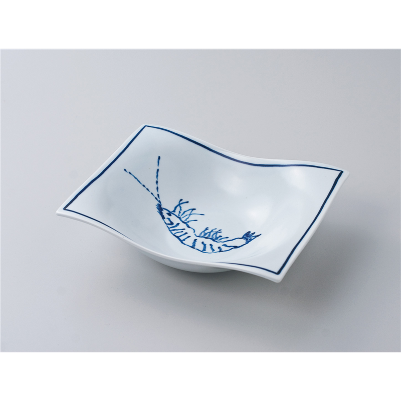 古林陶器 向付 海老画四方形向付 602840274 1個（ご注文単位1個）【直送品】