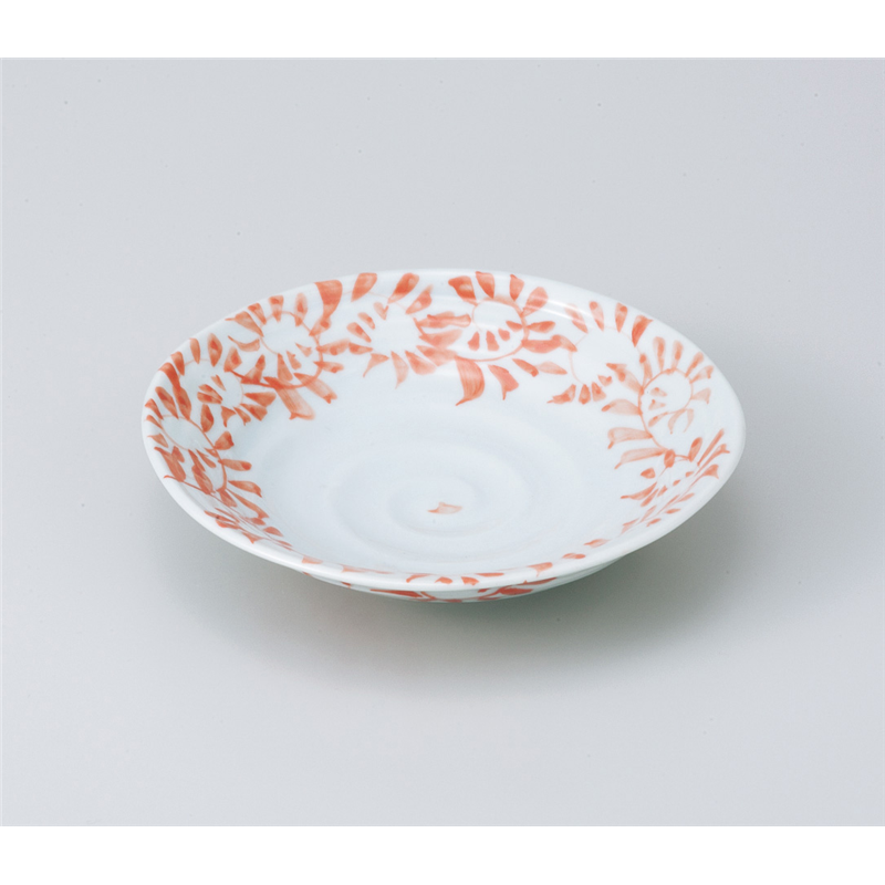 古林陶器 向付 手造り唐草赤平鉢 802040226 1個（ご注文単位1個）【直送品】