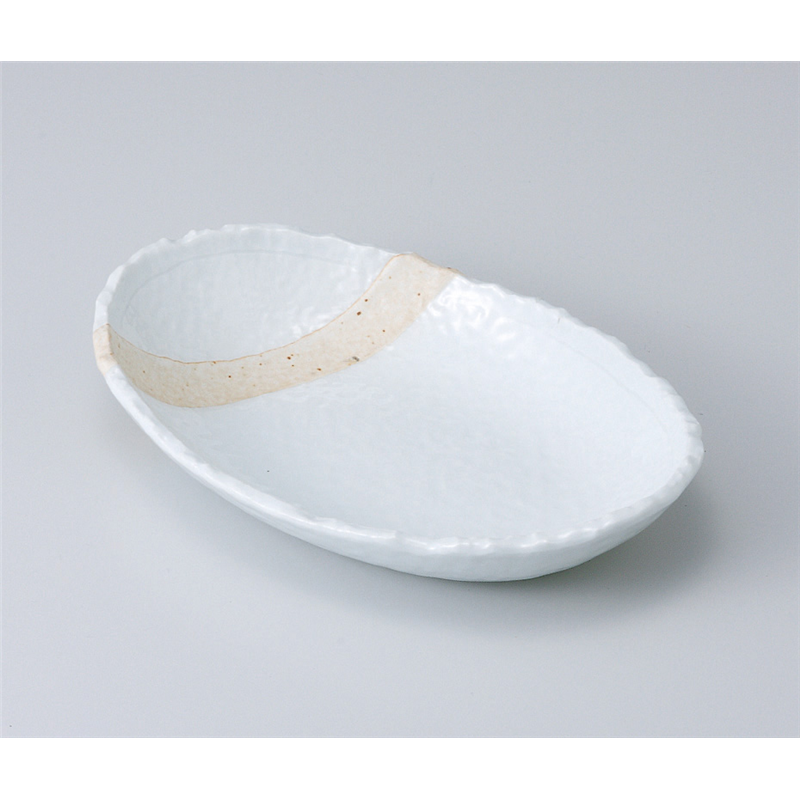 古林陶器 向付 粉引塗分け6.5楕円ボール 503710371 1個（ご注文単位1個）【直送品】