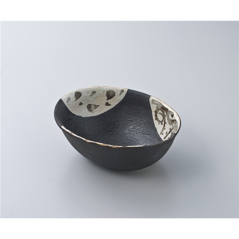 古林陶器 向付 いぶし山里 楕円深鉢 603250435 1個（ご注文単位1個）【直送品】