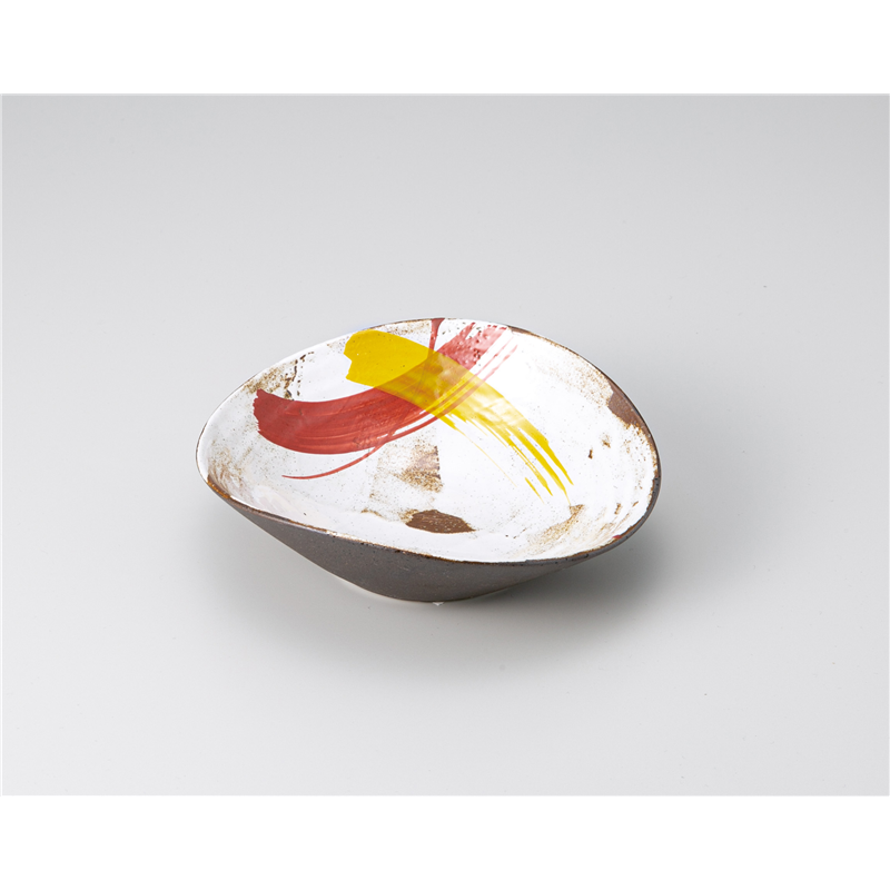 古林陶器 向付 染付二色刷毛粉引南蛮16.5cm楕円鉢 1202750326 1個（ご注文単位1個）【直送品】