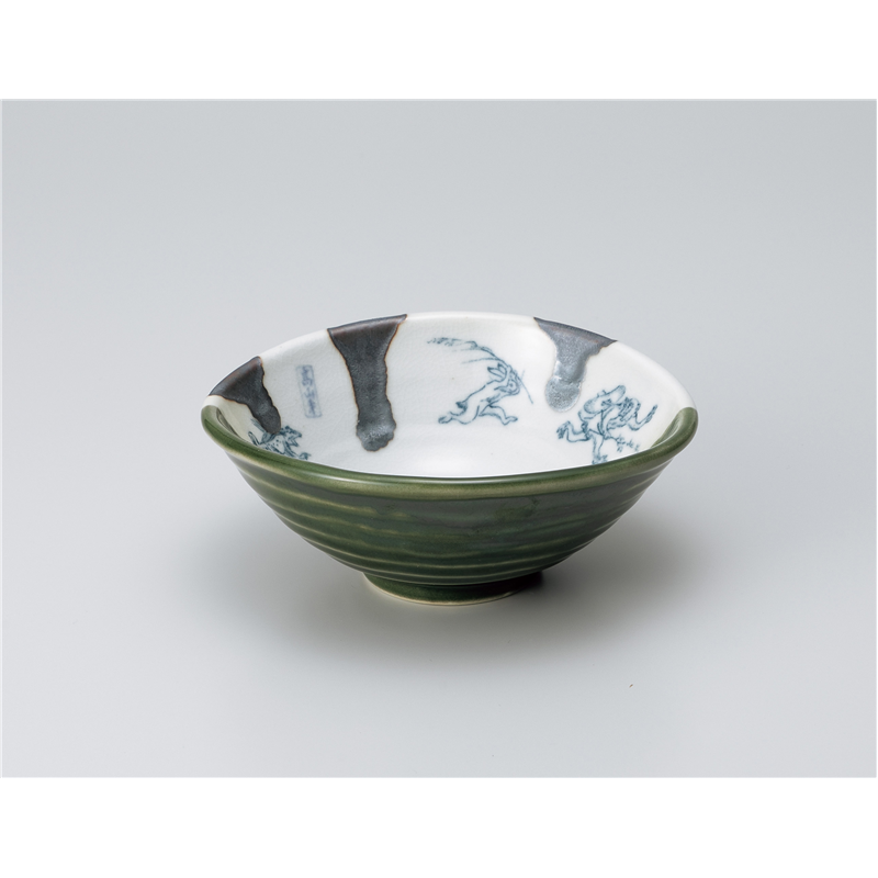 古林陶器 中鉢特選 塗分鳥獣戯画たわみ鉢小 1302910325 1個（ご注文単位1個）【直送品】