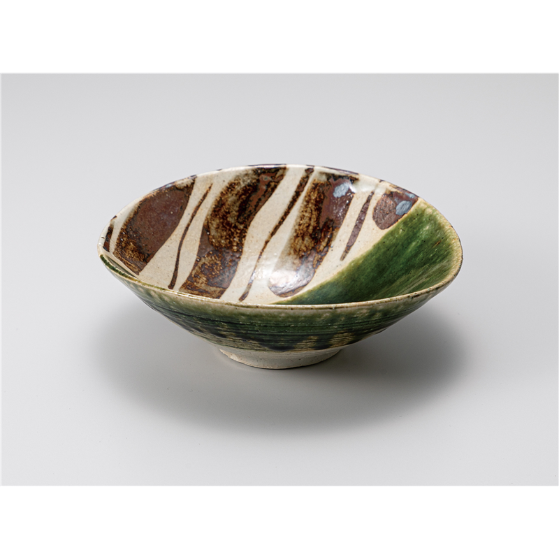 古林陶器 中鉢特選 手描き織部十草たわみ取り鉢 802830125 1個（ご注文単位1個）【直送品】